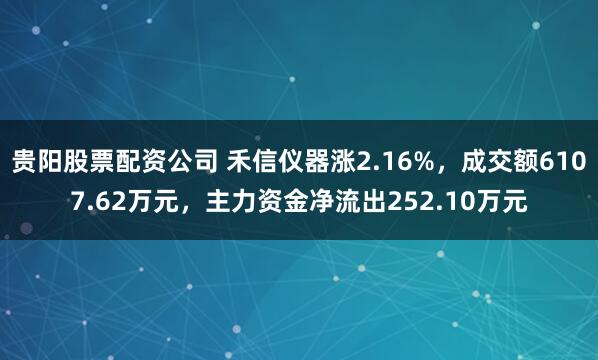 贵阳股票配资公司 禾信仪器涨2.16%，成交额6107.62万元，主力资金净流出252.10万元